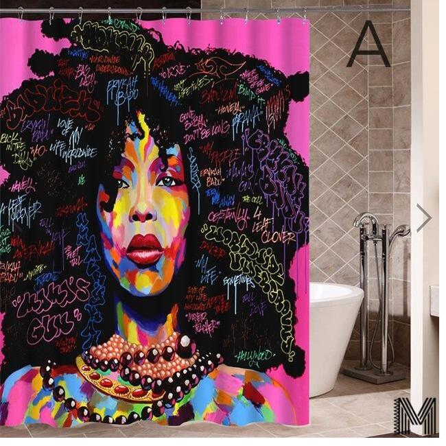 Art Design Shower Curtain, Graffiti Art Hip Hop African Reusable Curtain for Bathroom Decor 4-9days