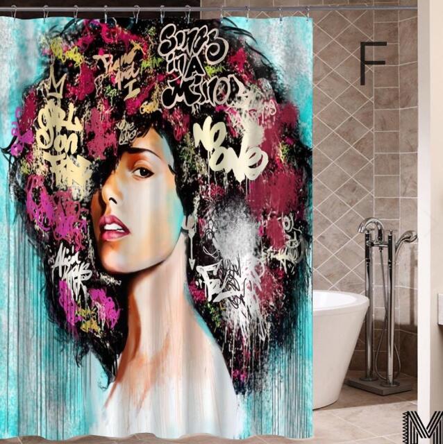 Art Design Shower Curtain, Graffiti Art Hip Hop African Reusable Curtain for Bathroom Decor 4-9days