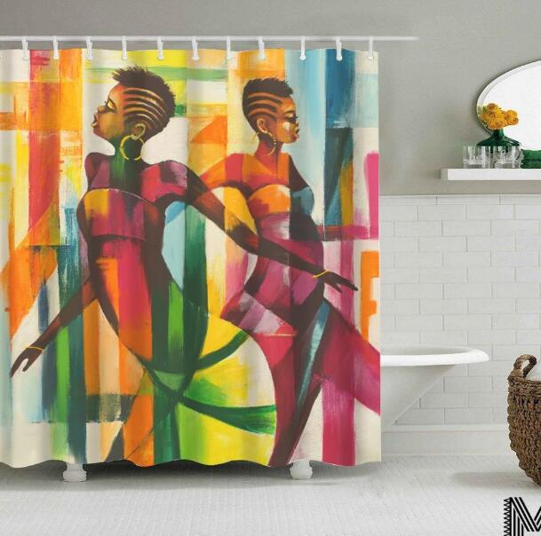 Art Design Shower Curtain, Graffiti Art Hip Hop African Reusable Curtain for Bathroom Decor 4-9days