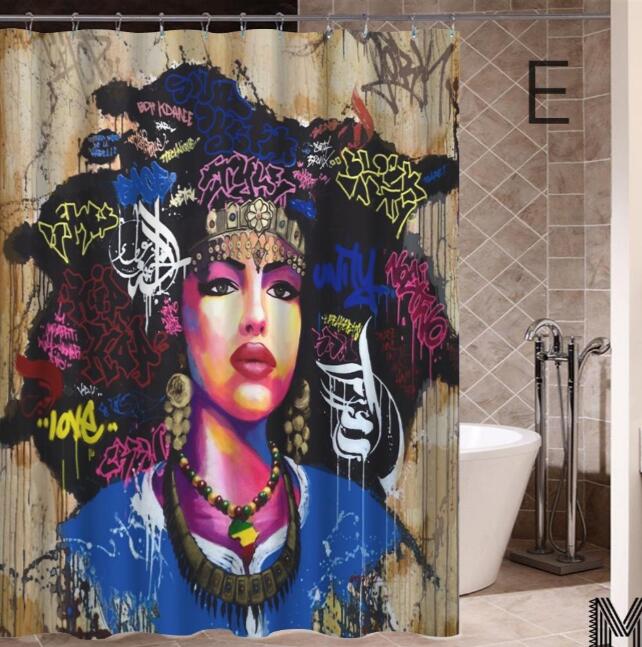 Art Design Shower Curtain, Graffiti Art Hip Hop African Reusable Curtain for Bathroom Decor 4-9days