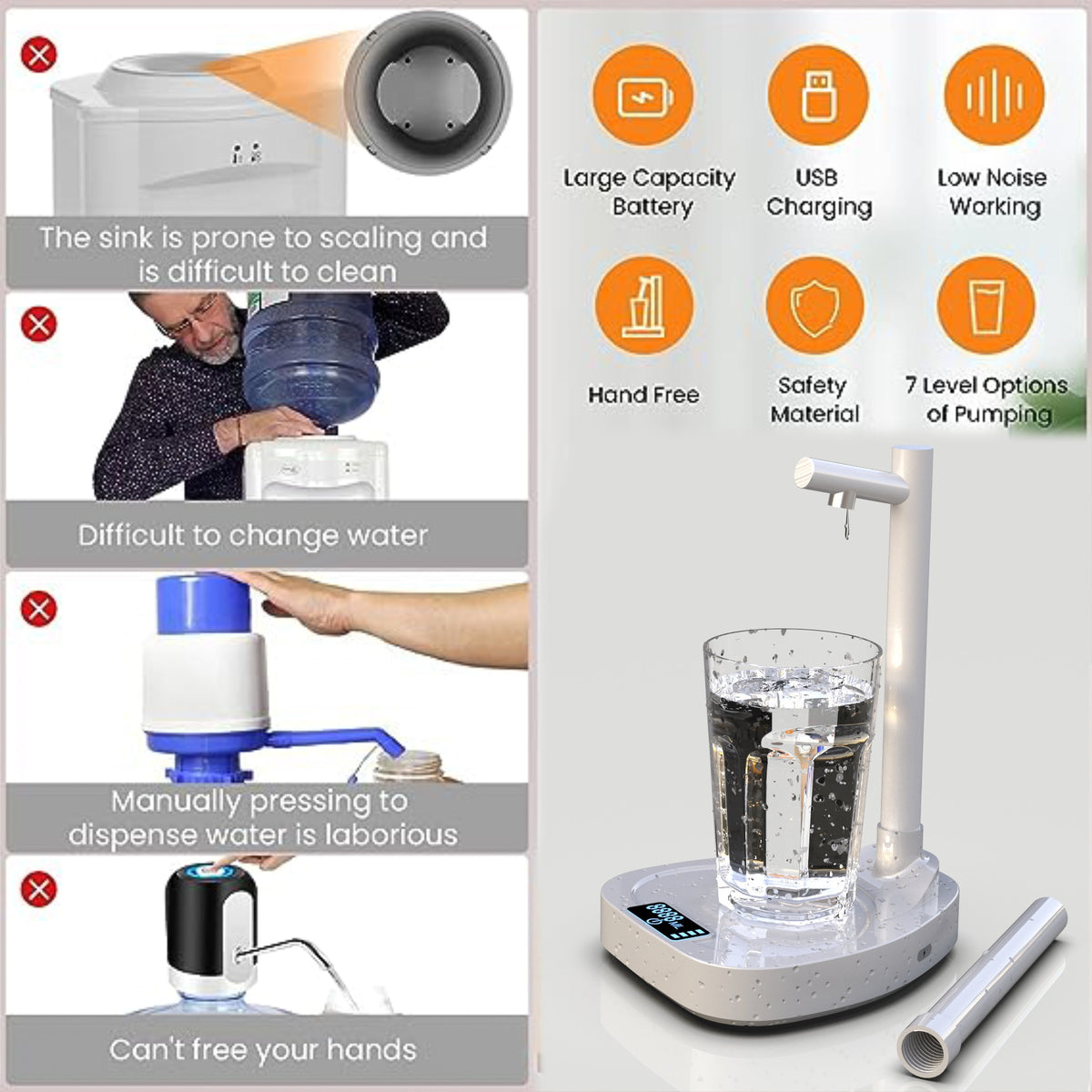 Desktop Rechargeable Water Dispenser With Stand