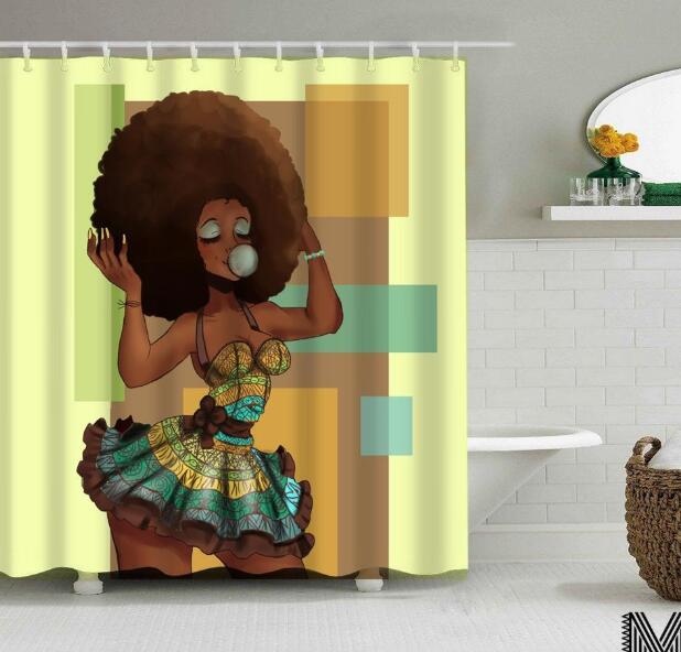 Art Design Shower Curtain, Graffiti Art Hip Hop African Reusable Curtain for Bathroom Decor 4-9days