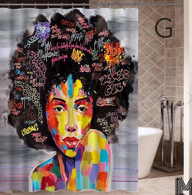Art Design Shower Curtain, Graffiti Art Hip Hop African Reusable Curtain for Bathroom Decor 4-9days