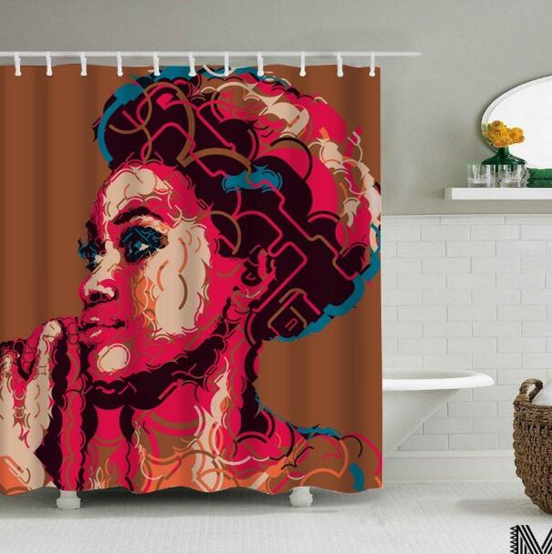 Art Design Shower Curtain, Graffiti Art Hip Hop African Reusable Curtain for Bathroom Decor 4-9days