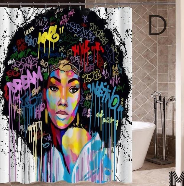 Art Design Shower Curtain, Graffiti Art Hip Hop African Reusable Curtain for Bathroom Decor 4-9days