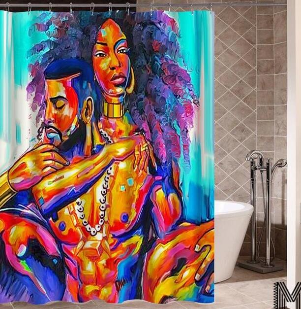 Art Design Shower Curtain, Graffiti Art Hip Hop African Reusable Curtain for Bathroom Decor 4-9days