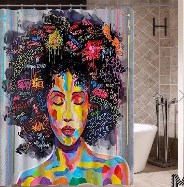 Art Design Shower Curtain, Graffiti Art Hip Hop African Reusable Curtain for Bathroom Decor 4-9days