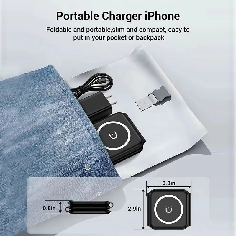 Magnetic Wireless Charger Mobile Phone Watch Headset Portable Fast Charging 8~13days