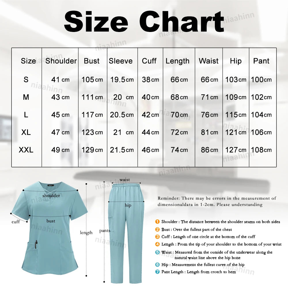 Medical Scrub Uniform Top & Pants Sets Nurse 9~14days