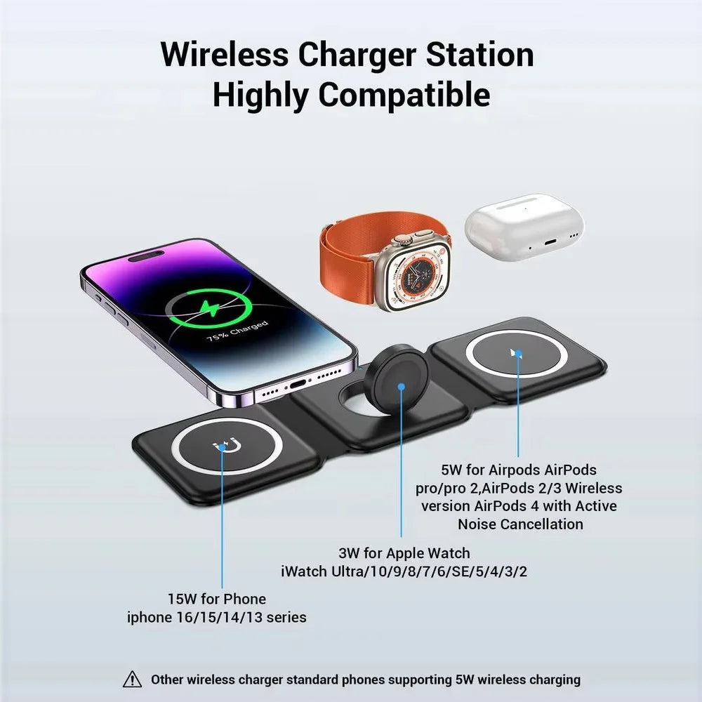 Magnetic Wireless Charger Mobile Phone Watch Headset Portable Fast Charging 8~13days